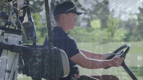 Animation of data processing over caucasian man at golf course. Global business and digital interface concept digitally generated video. - Powered by Shutterstock - Get 15% off with code: PIKWIZARD15