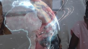 Three students starting STEM scanning upon globe projection guiding stylus mapping rock data. Educational, innovation, science, technology, interactive, youthful, collaborative - Powered by Shutterstock - Get 15% off with code: PIKWIZARD15