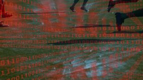 Animation of binary coding over diverse football players on stadium. global sport and competition concept digitally generated video. - Powered by Shutterstock - Get 15% off with code: PIKWIZARD15