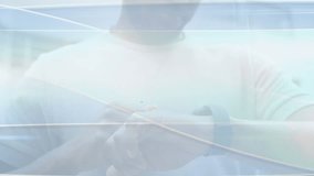 Animation of network of connections over caucasian man using smartwatch. social media, connections, communication and technology concept digitally generated video. - Powered by Shutterstock - Get 15% off with code: PIKWIZARD15