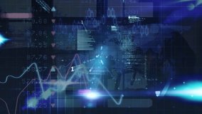 Animation of data processing over graph on black background. Global technology, computing and digital interface concept digitally generated video. - Powered by Shutterstock - Get 15% off with code: PIKWIZARD15