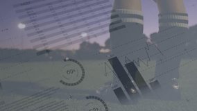 Animation of graphs and financial data over legs of male soccer player with ball on field. Sport, soccer, finance and economy concept digitally generated video. - Powered by Shutterstock - Get 15% off with code: PIKWIZARD15