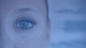 Animation of data processing over eye. global business, finances, connections and digital interface concept digitally generated video. - Powered by Shutterstock - Get 15% off with code: PIKWIZARD15
