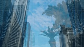 Animation of 3d city model over cityscape. global engineering, connections and digital interface concept digitally generated video. - Powered by Shutterstock - Get 15% off with code: PIKWIZARD15