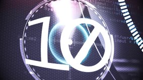 Animation of scope scanning with countdown and clock over data processing on black background. Global business and digital interface concept digitally generated video. - Powered by Shutterstock - Get 15% off with code: PIKWIZARD15