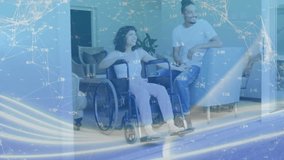 Animation of connections over happy diverse couple with disability. Relationship, spending quality time together concept digitally generated video. - Powered by Shutterstock - Get 15% off with code: PIKWIZARD15