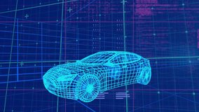 Animation of digital car over data processing on blue background. Global transport, computing and digital interface concept digitally generated video. - Powered by Shutterstock - Get 15% off with code: PIKWIZARD15