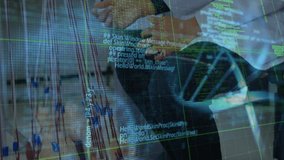 Animation of data processing over smiling network security dna strand. Global shipping delivery and connections concept digitally generated video. - Powered by Shutterstock - Get 15% off with code: PIKWIZARD15