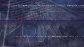 Animation of glitch effect over digital icons and statistical data processing on blue background. Computer interface and business technology concept - Powered by Shutterstock - Get 15% off with code: PIKWIZARD15