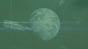 Animation of data processing and globe over dices. Gambling, casino and digital interface concept digitally generated video. - Powered by Shutterstock - Get 15% off with code: PIKWIZARD15