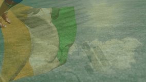 Animation of financial data processing over football players. Global sports, competition, finance, business and data processing concept digitally generated video. - Powered by Shutterstock - Get 15% off with code: PIKWIZARD15