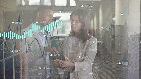 Animation of businessman handshake over cityscape. Global business data processing and digital interface concept digitally generated video. - Powered by Shutterstock - Get 15% off with code: PIKWIZARD15