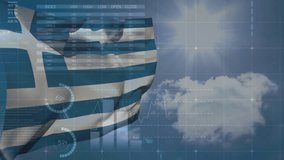 Animation of financial data processing over flag of greece. Global business, computing, data processing and connections concept digitally generated video. - Powered by Shutterstock - Get 15% off with code: PIKWIZARD15