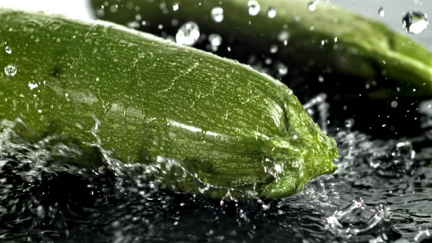 Super slow motion zucchini. Filmed on a high-speed camera at 1000 fps. High quality FullHD footage