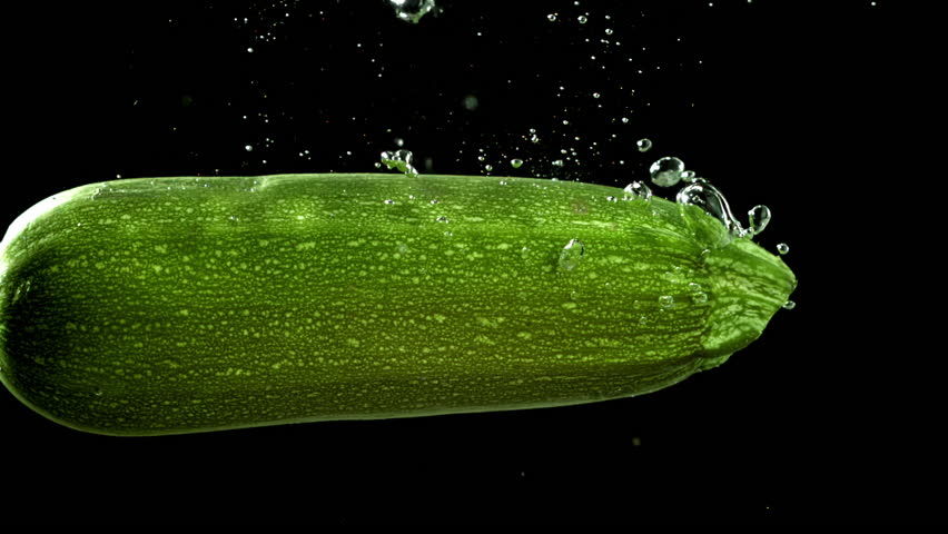 Super slow motion zucchini. Filmed on a high-speed camera at 1000 fps. High quality FullHD footage