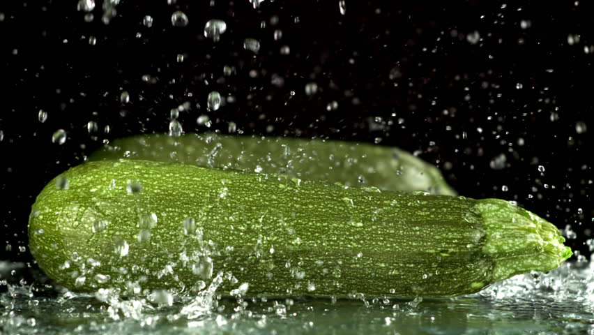 Super slow motion zucchini. Filmed on a high-speed camera at 1000 fps. High quality FullHD footage