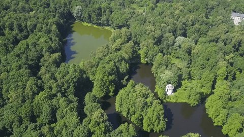 Aerial Orbit over Ponds Bykovo Manor