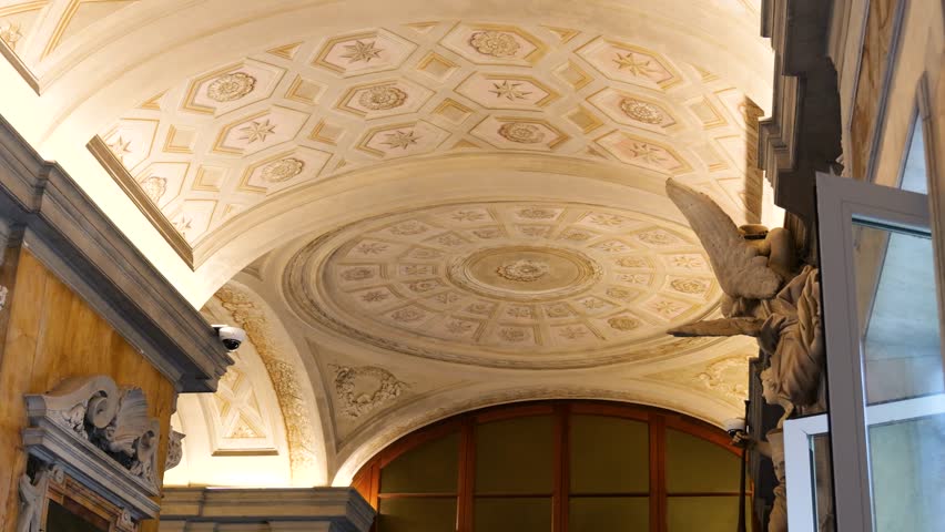 marble floral star engravings decorate roof saint peter