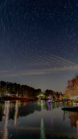 Beautiful Lake Star Trail Reflections on perfectly smooth water