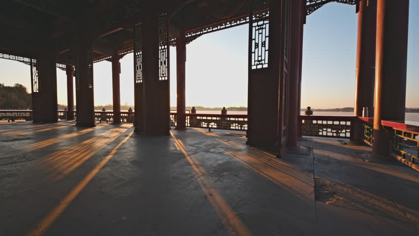 Beijing, China - 6th January 2026 - Morning light through Summer Palace Yuzaoxuan
