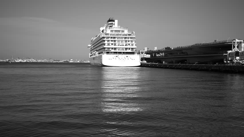 Asuka III docked at Yokohama Port. Yokohama Port Osanbashi International Passenger Terminal. Photographed from Zou-no-hana Park.