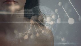 Animation of spinning dna string and data processing over patient. global connections, data processing and digital interface concept digitally generated video. - Powered by Shutterstock - Get 15% off with code: PIKWIZARD15