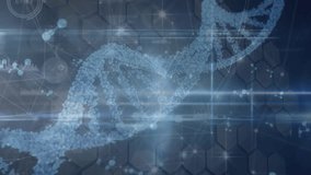 Animation of network of connections and dna over navy digital space. Global network, science, connections and digital interface concept digitally generated video. - Powered by Shutterstock - Get 15% off with code: PIKWIZARD15