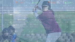 Animation of data processing over diverse female baseball players. Global sport and digital interface concept digitally generated video. - Powered by Shutterstock - Get 15% off with code: PIKWIZARD15