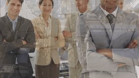 Animation of businessman handshake over business people. Global business data processing and digital interface during covid pandemic concept digitally generated video. - Powered by Shutterstock - Get 15% off with code: PIKWIZARD15