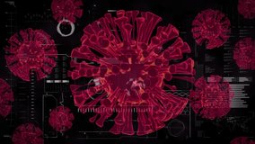 Animation of covid cells flying over world map. Global covid pandemic concept digitally generated video. - Powered by Shutterstock - Get 15% off with code: PIKWIZARD15