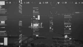 Animation of financial data processing over cityscape. Global business, finances, computing and data processing concept digitally generated video. - Powered by Shutterstock - Get 15% off with code: PIKWIZARD15