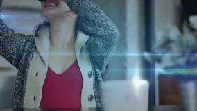 Animation of network of connections over caucasian woman wearing vr headset. global networks, connections, technology and data processing concept digitally generated video. - Powered by Shutterstock - Get 15% off with code: PIKWIZARD15