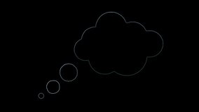 Glowing cyan neon thought bubble outline flickering on a black background. Minimalist motion graphic animation representing thinking, ideas, imagination, or social media communication. 4K high quality. - Powered by Shutterstock - Get 15% off with code: PIKWIZARD15