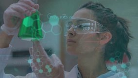 Animation of mathematical equations and data processing over female scientist in lab. global science, technology and digital interface concept digitally generated video. - Powered by Shutterstock - Get 15% off with code: PIKWIZARD15