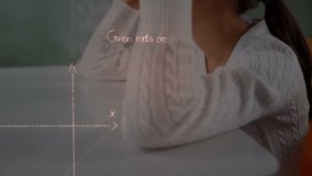 Animation of mathematical equations over schoolgirl using vr headset. global education, technology and digital interface concept digitally generated video. - Powered by Shutterstock - Get 15% off with code: PIKWIZARD15