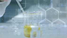 Animation of dna strand and data processing over caucasian scientist in lab. global science, data processing and digital interface concept digitally generated video. - Powered by Shutterstock - Get 15% off with code: PIKWIZARD15