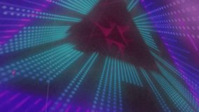 Animation of data processing over neon tunnel on black background. Global technology, computing and digital interface concept digitally generated video. - Powered by Shutterstock - Get 15% off with code: PIKWIZARD15