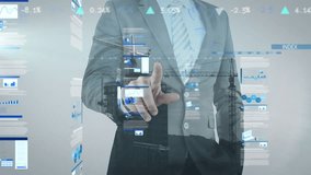 Animation of data processing over caucasian businessman. Global technology, computing and digital interface concept digitally generated video. - Powered by Shutterstock - Get 15% off with code: PIKWIZARD15