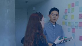 Animation of network of connections over asian businessman using tablet. Global cloud computing, technology, data processing and networks concept digitally generated video. - Powered by Shutterstock - Get 15% off with code: PIKWIZARD15