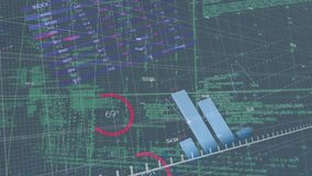 Statistical data processing over wearing face mask. Global finance business and digital interface concept digitally generated video. - Powered by Shutterstock - Get 15% off with code: PIKWIZARD15