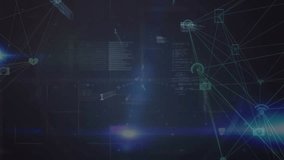 Animation of connected dots forming globes, binary code, symbols and programming language. Digitally generated, hologram, globalization, password, coding, machine learning and technology concept, - Powered by Shutterstock - Get 15% off with code: PIKWIZARD15