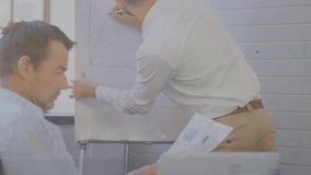 Animation of data processing over caucasian business people in office. Global business and digital interface concept digitally generated video. - Powered by Shutterstock - Get 15% off with code: PIKWIZARD15