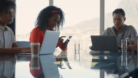 Animation of network of connections with icons over diverse business people in office. Global finance, business, connections, computing and data processing concept digitally generated video. - Powered by Shutterstock - Get 15% off with code: PIKWIZARD15