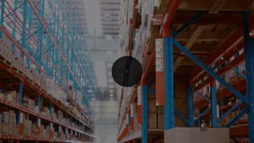 Animation of network of connections with icons over caucasian male worker in warehouse. global business and digital interface concept digitally generated video. - Powered by Shutterstock - Get 15% off with code: PIKWIZARD15