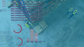 Animation of statistics and financial data processing over warehouse. global shipping, finance, business and data processing concept digitally generated video. - Powered by Shutterstock - Get 15% off with code: PIKWIZARD15