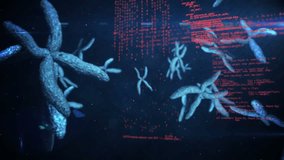 Animation of data processing over 3d dna strand spinning. global science, computing, data processing and digital interface concept digitally generated video. - Powered by Shutterstock - Get 15% off with code: PIKWIZARD15