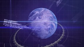 Animation of data processing and globe over navy blue background. Global connections, data processing and digital interface concept digitally generated video. - Powered by Shutterstock - Get 15% off with code: PIKWIZARD15
