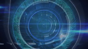 Animation of scanner processing data with communication network and glowing lights on black. Global communication, business, data and digital interface concept digitally generated video. - Powered by Shutterstock - Get 15% off with code: PIKWIZARD15