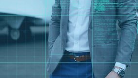 Animation of financial data processing over businessman. Global business digital interface technology and networking concept digitally generated video. - Powered by Shutterstock - Get 15% off with code: PIKWIZARD15