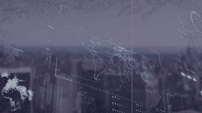 Animation of data processing over cityscape. Global business and digital interface concept digitally generated video. - Powered by Shutterstock - Get 15% off with code: PIKWIZARD15